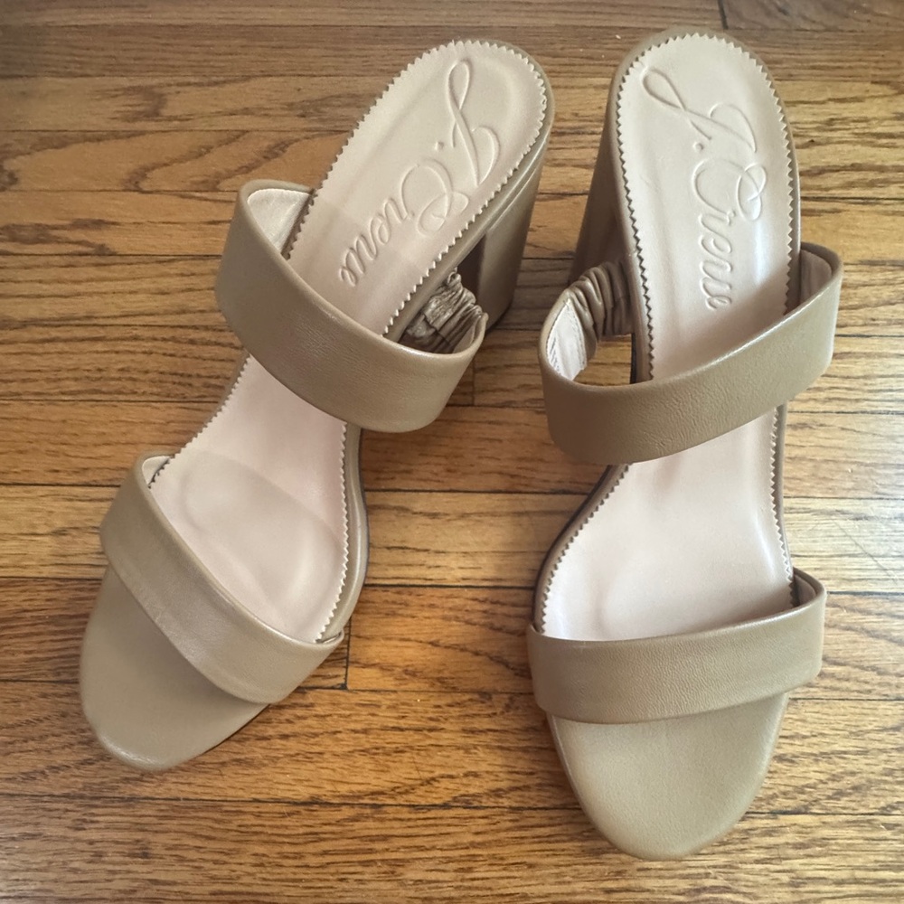 J. Crew Tan Block Heel Leather Sandals